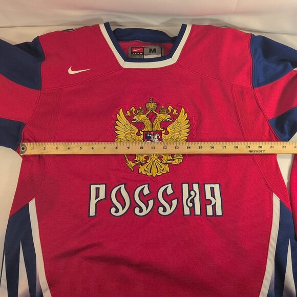 Olympic Team Nike M Medium Russia Ice Hockey Jersey Red Blue Embroidery National - Picture 10 of 15